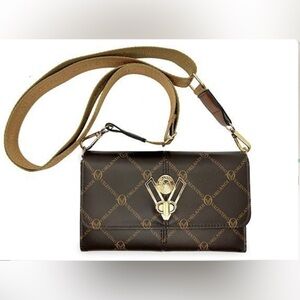 Valentino Orlandi Crossbody Brown Wallet Printed Brand New With Tag MSRP $159
